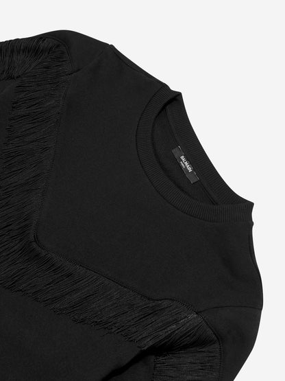 Balmain 女童流苏运动衫（黑色）