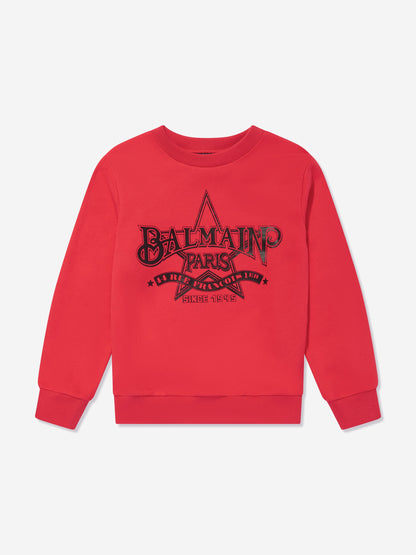 Balmain Kids 徽标运动衫（红色）