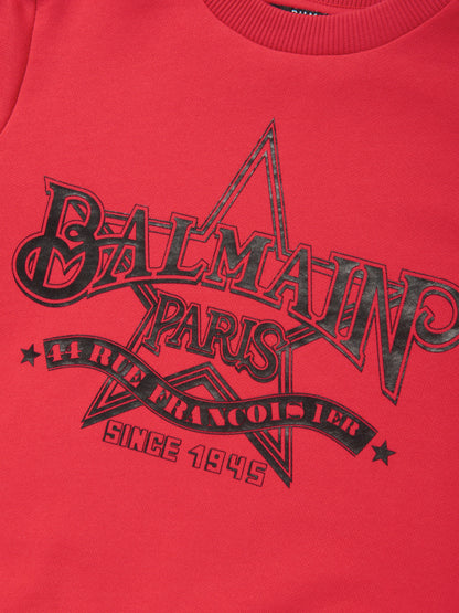 Balmain Kids 徽标运动衫（红色）