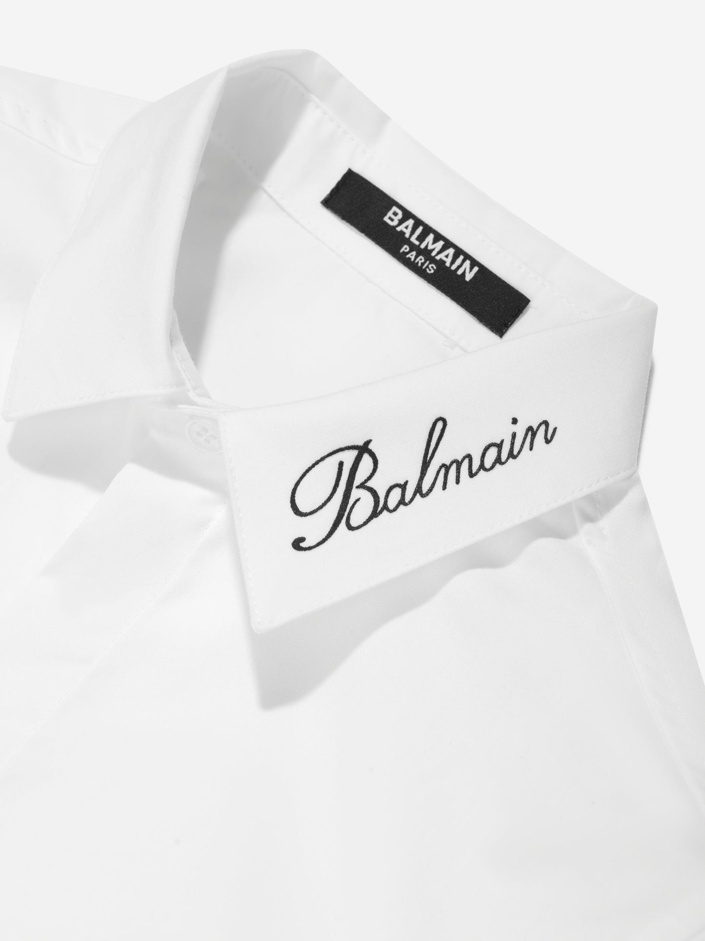 Balmain 男童白色徽标领衬衫
