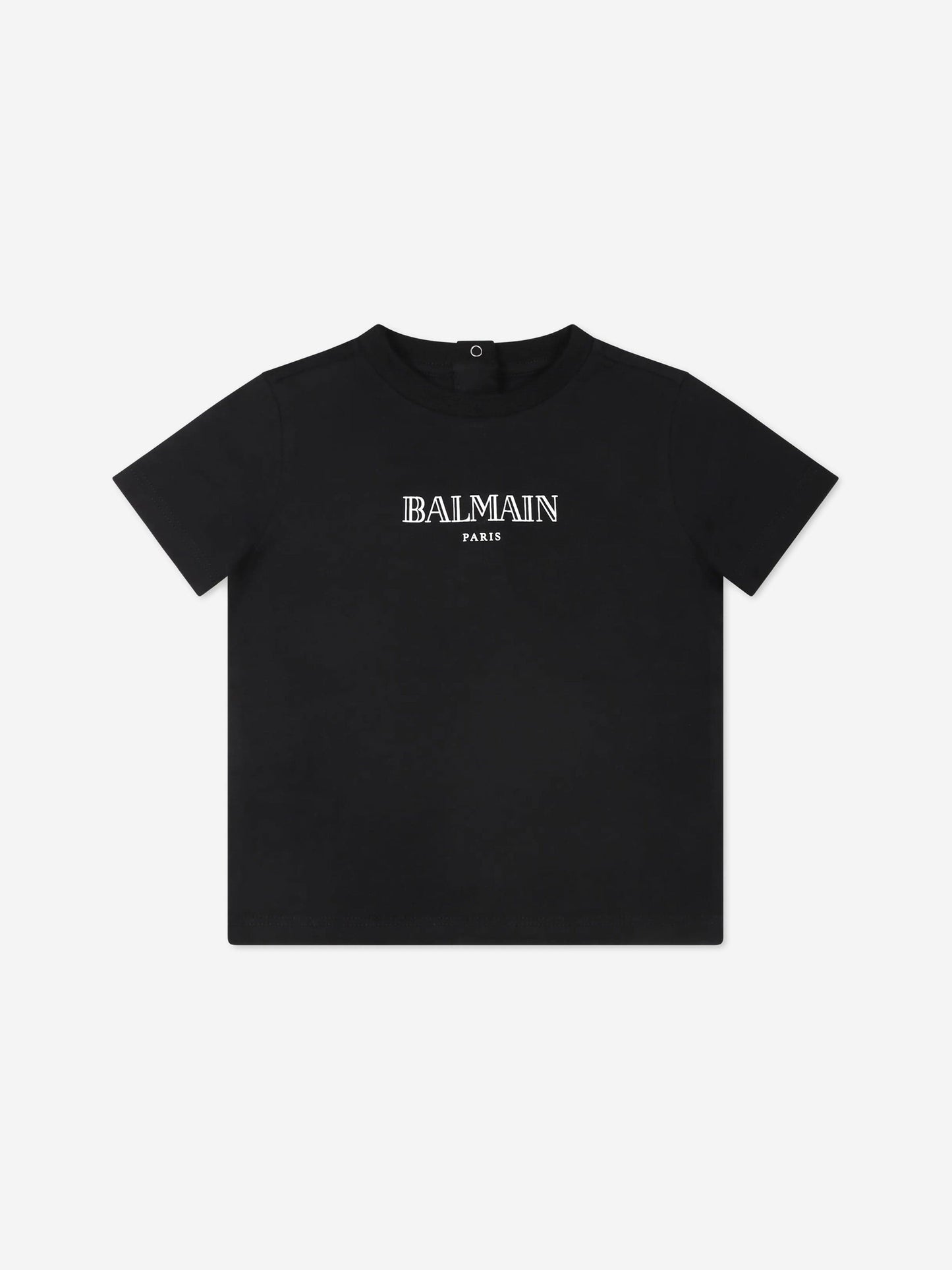 Balmain Baby Paris 徽标 T 恤（黑色）