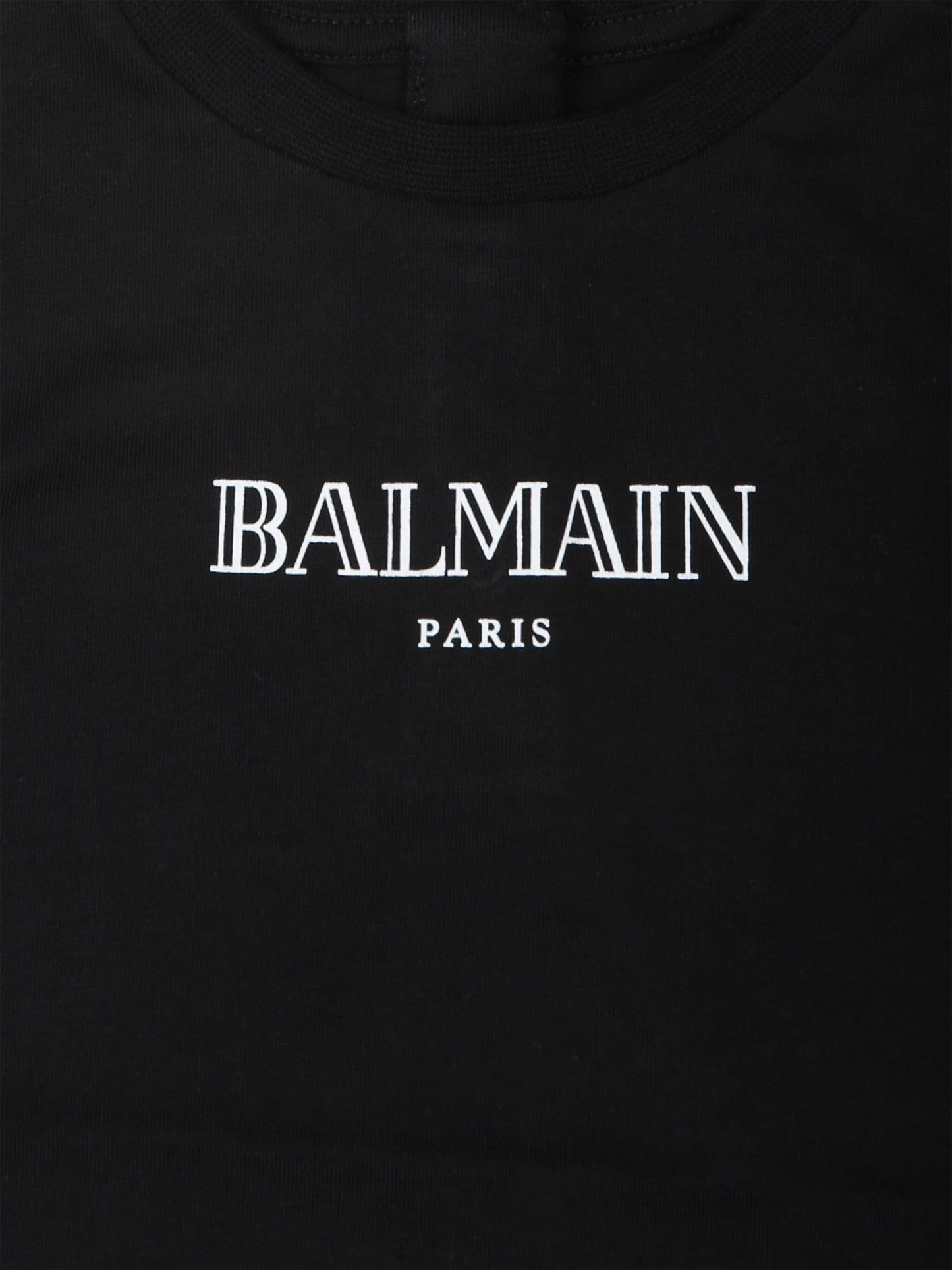 Balmain Baby Paris 徽标 T 恤（黑色）
