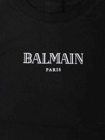Balmain Baby Paris 徽标 T 恤（黑色）