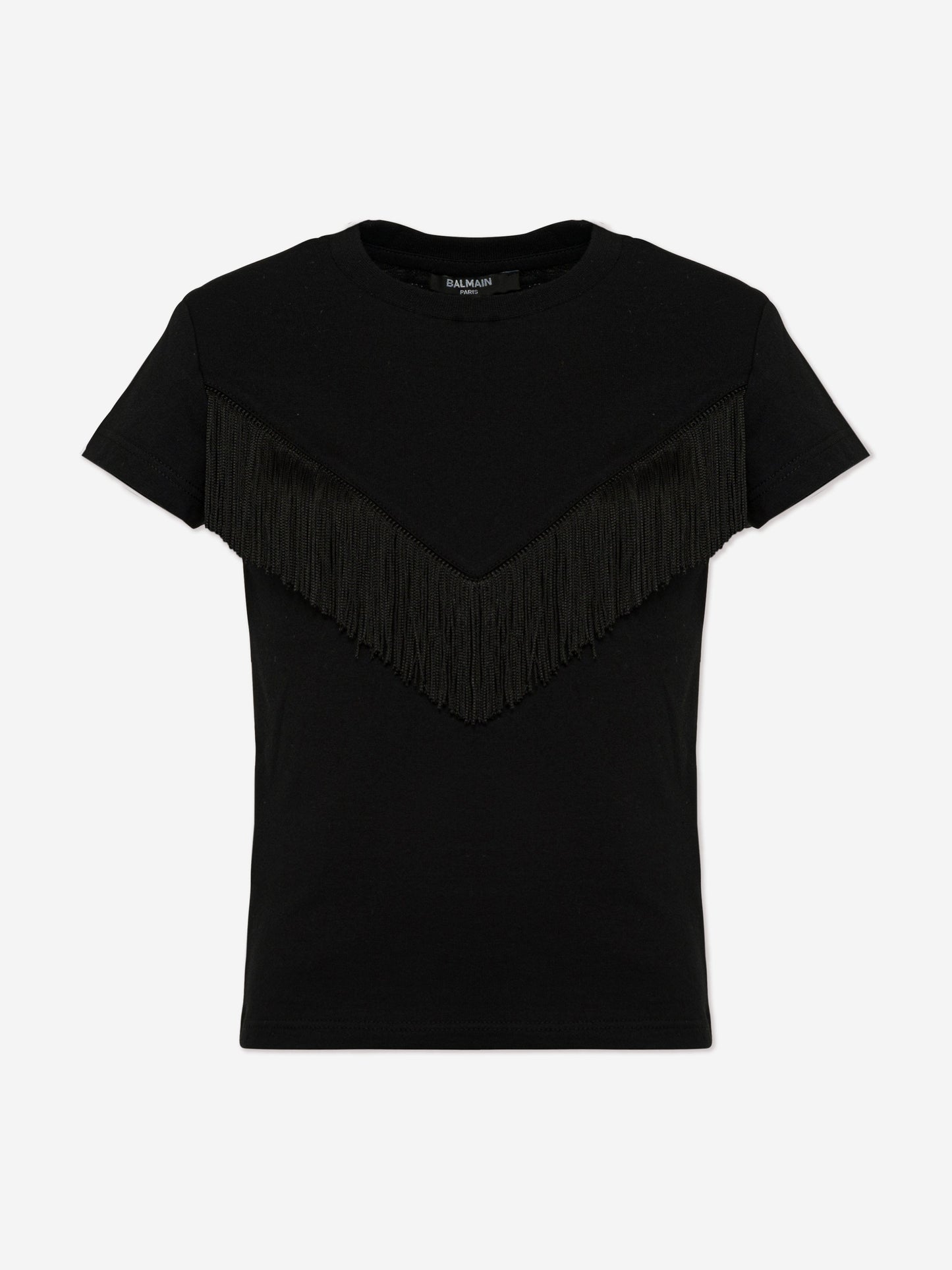 Balmain 女童流苏 T 恤（黑色）