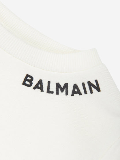 Balmain 女童象牙色徽标毛衣裙
