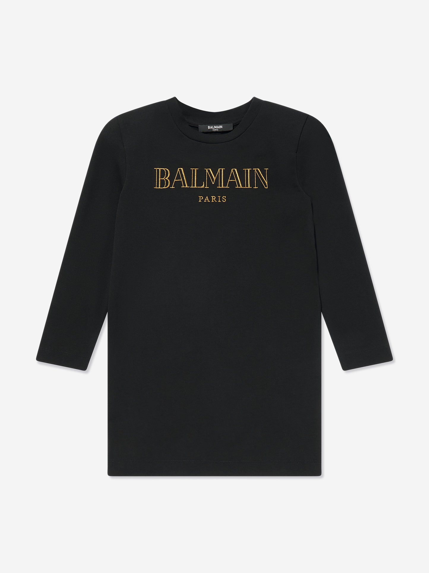 Balmain 女童黑色徽标连衣裙