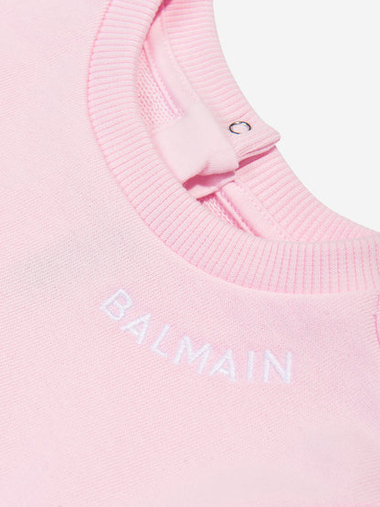 Balmain 女婴粉色徽标运动衫