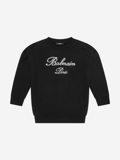 Balmain 女童巴黎徽标黑色运动衫