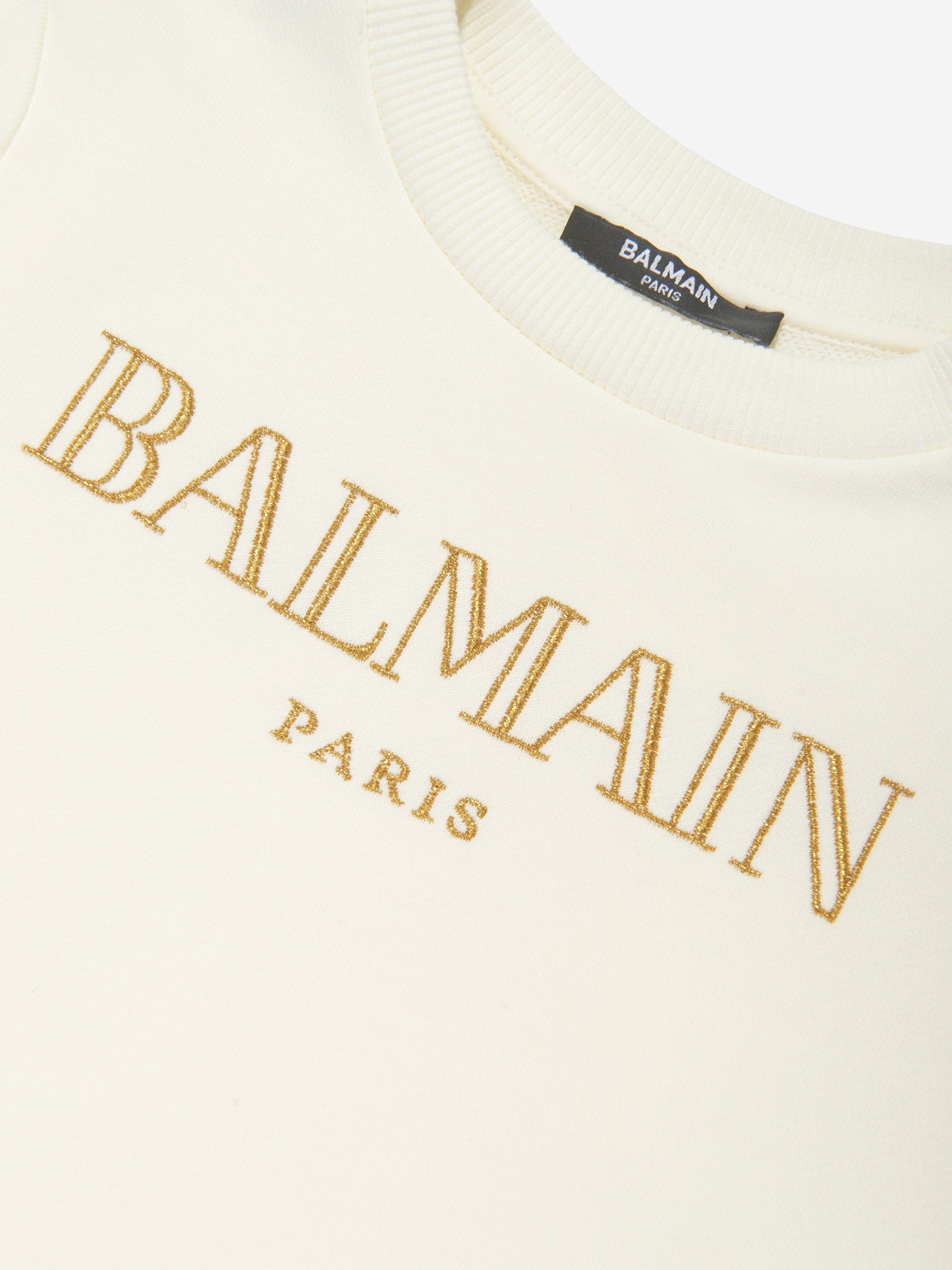 Balmain 女童巴黎徽标象牙色运动衫