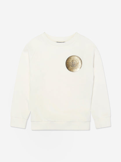 Balmain Kids 象牙色徽标运动衫