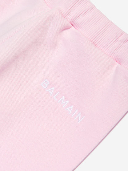 Balmain 女童粉色徽标慢跑裤