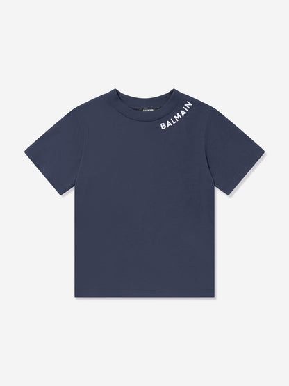 Balmain Kids 徽标 T 恤（海军蓝）