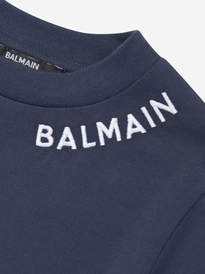 Balmain Kids 徽标 T 恤（海军蓝）