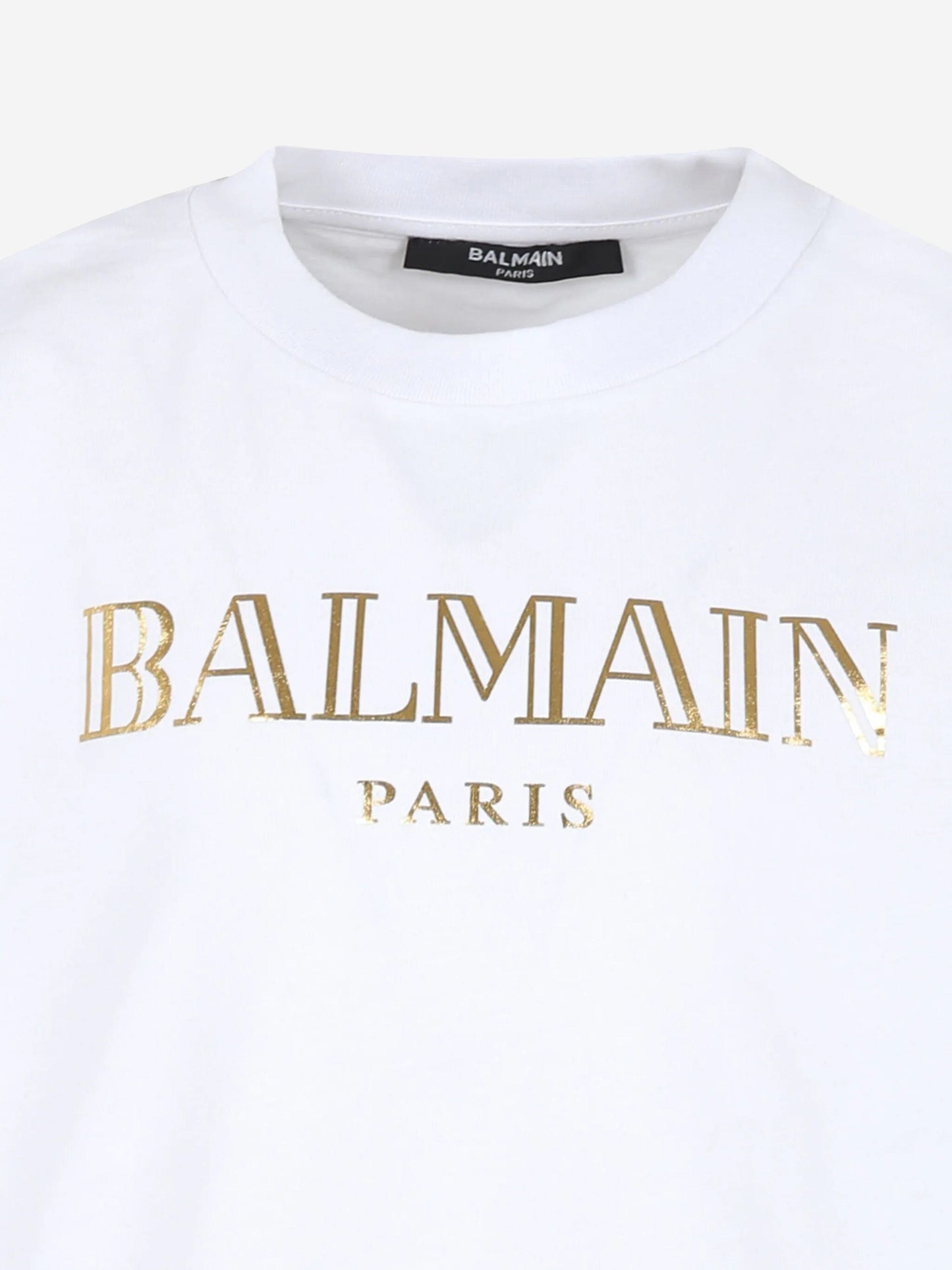 Balmain Kids Paris 徽标 T 恤（白色）