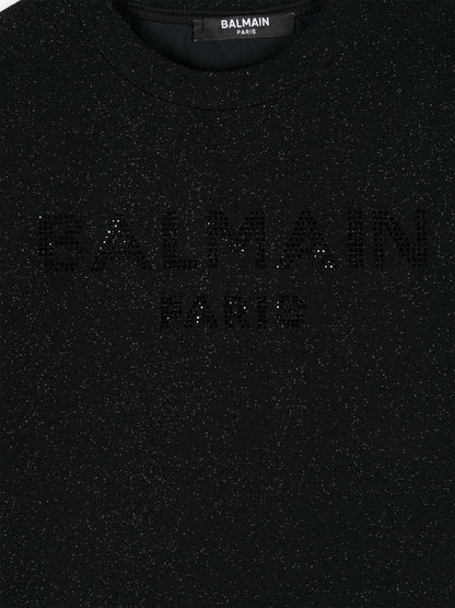 Balmain Boys 巴黎徽标 T 恤（黑色）