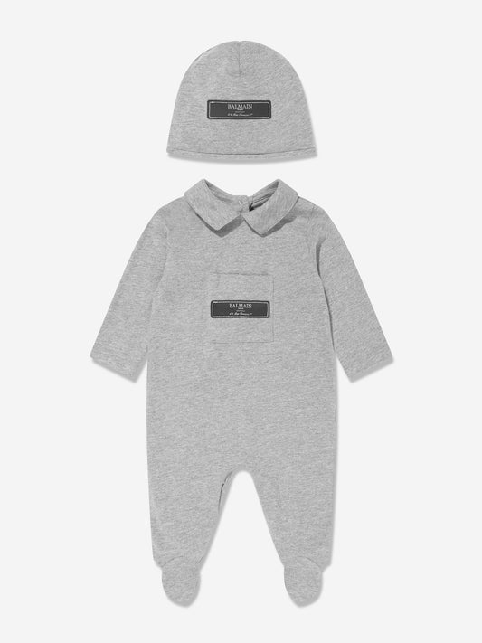 Balmain Baby Logo 婴儿连体衣套装（灰色）