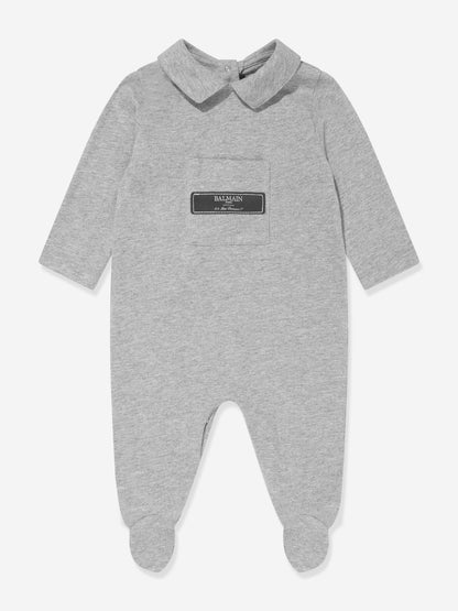 Balmain Baby Logo 婴儿连体衣套装（灰色）