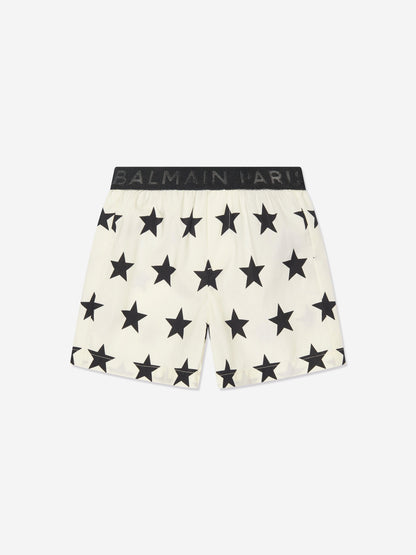 Balmain Baby Star 印花短裤（象牙色）