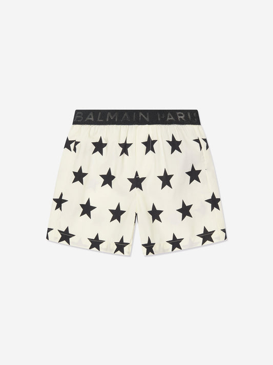 Balmain Baby Star 印花短裤（象牙色）
