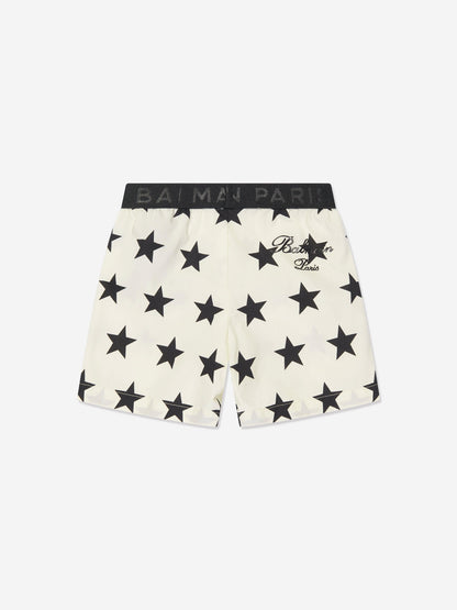 Balmain Baby Star 印花短裤（象牙色）