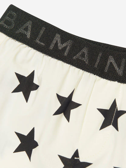 Balmain Baby Star 印花短裤（象牙色）