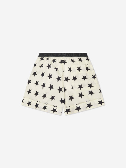 Balmain 女童象牙色星星印花短裤
