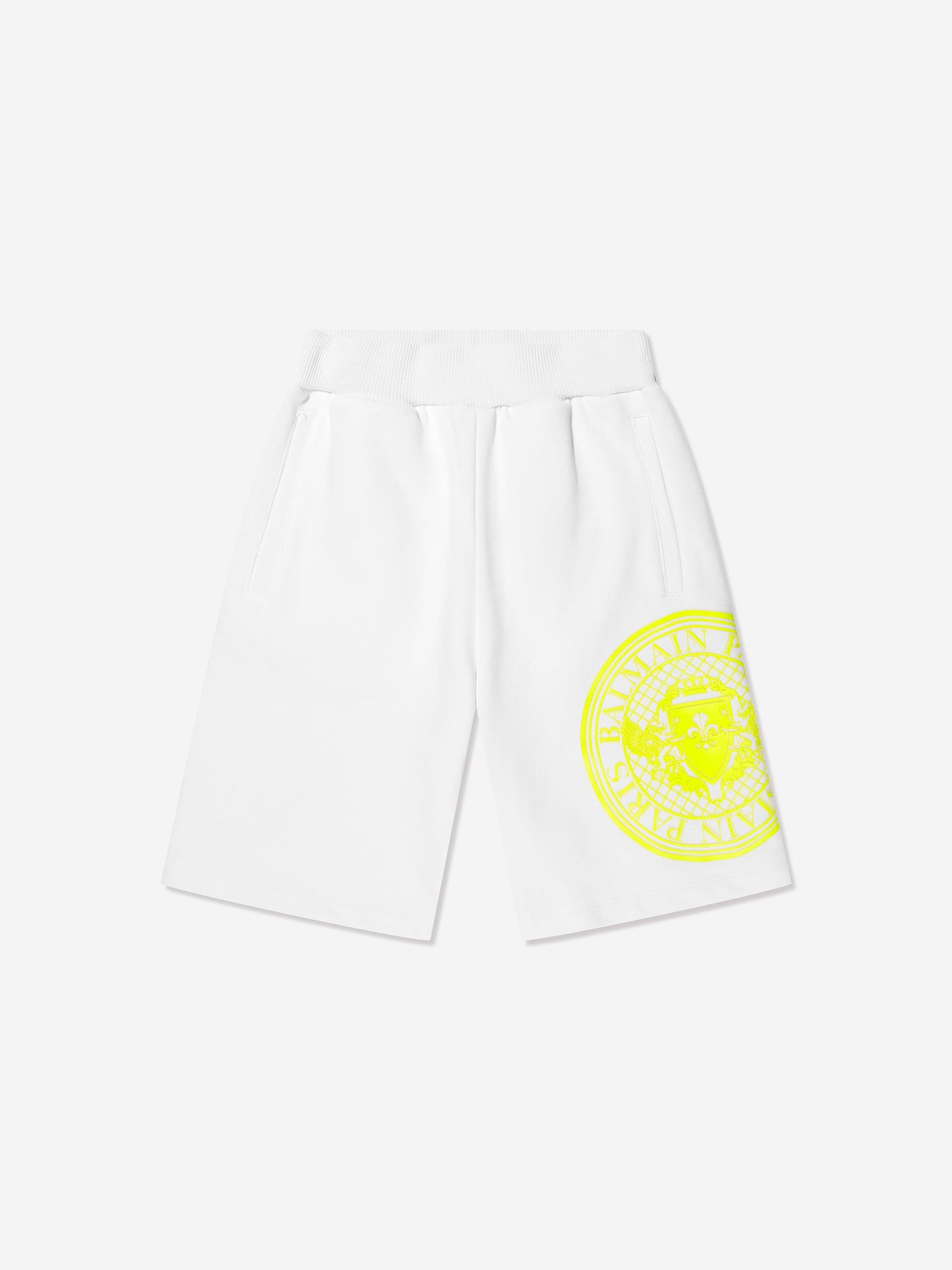 Balmain 男童白色徽标平纹短裤