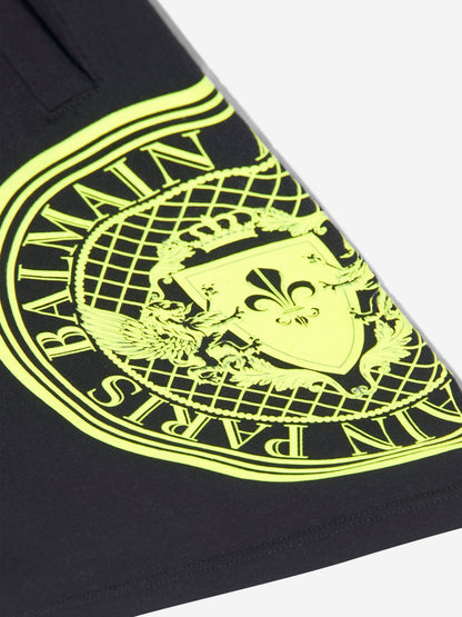 Balmain 男童黑色徽标平纹短裤