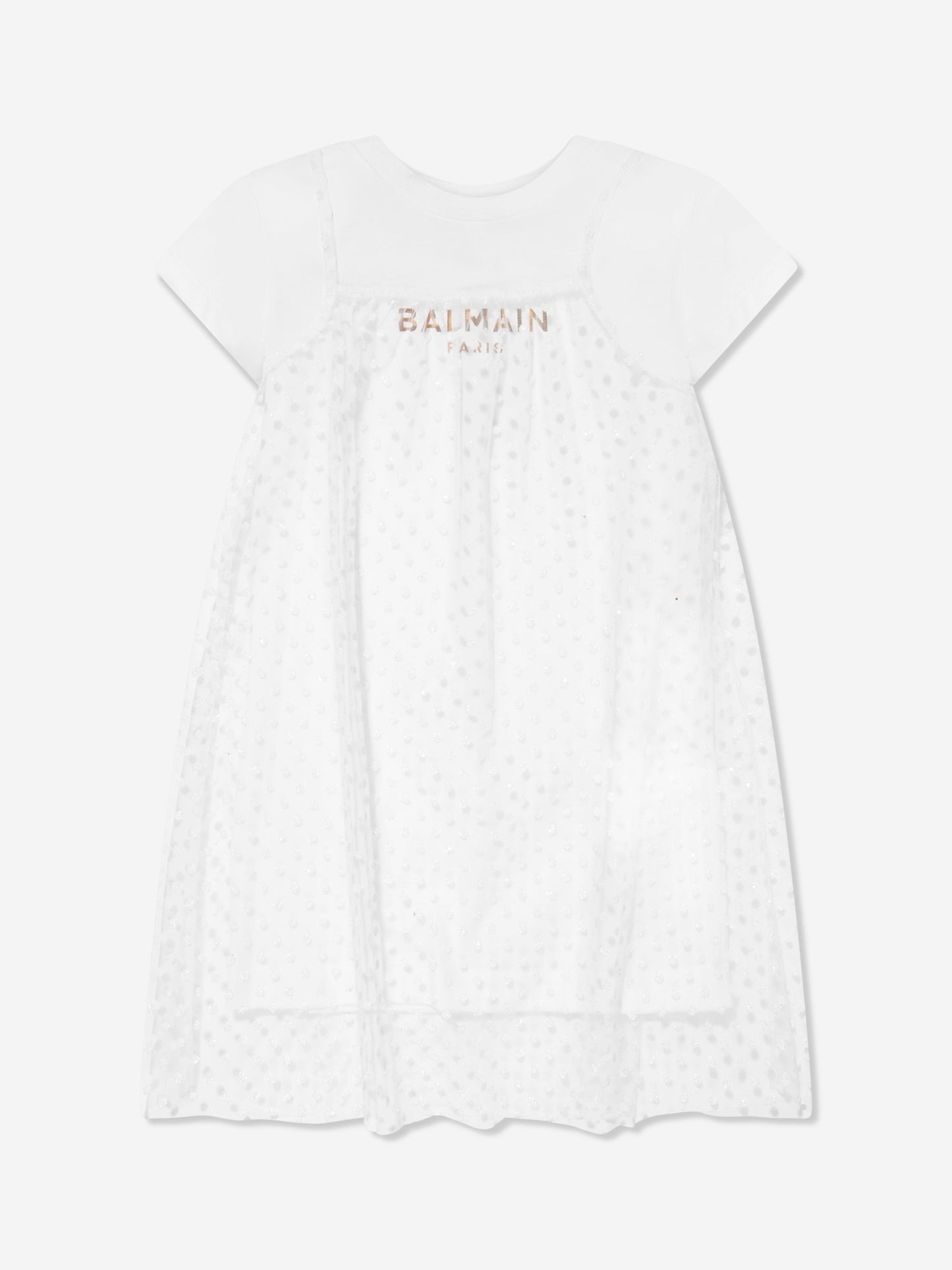 Balmain 女童白色 2 合 1 连衣裙