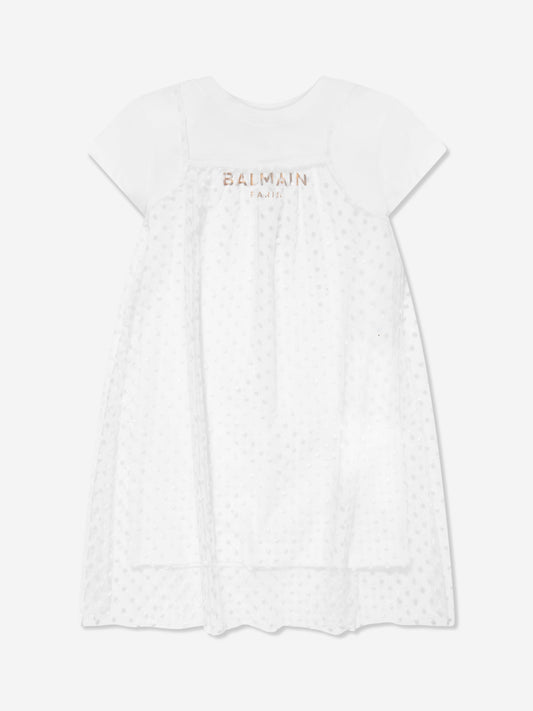 Balmain 女童白色 2 合 1 连衣裙