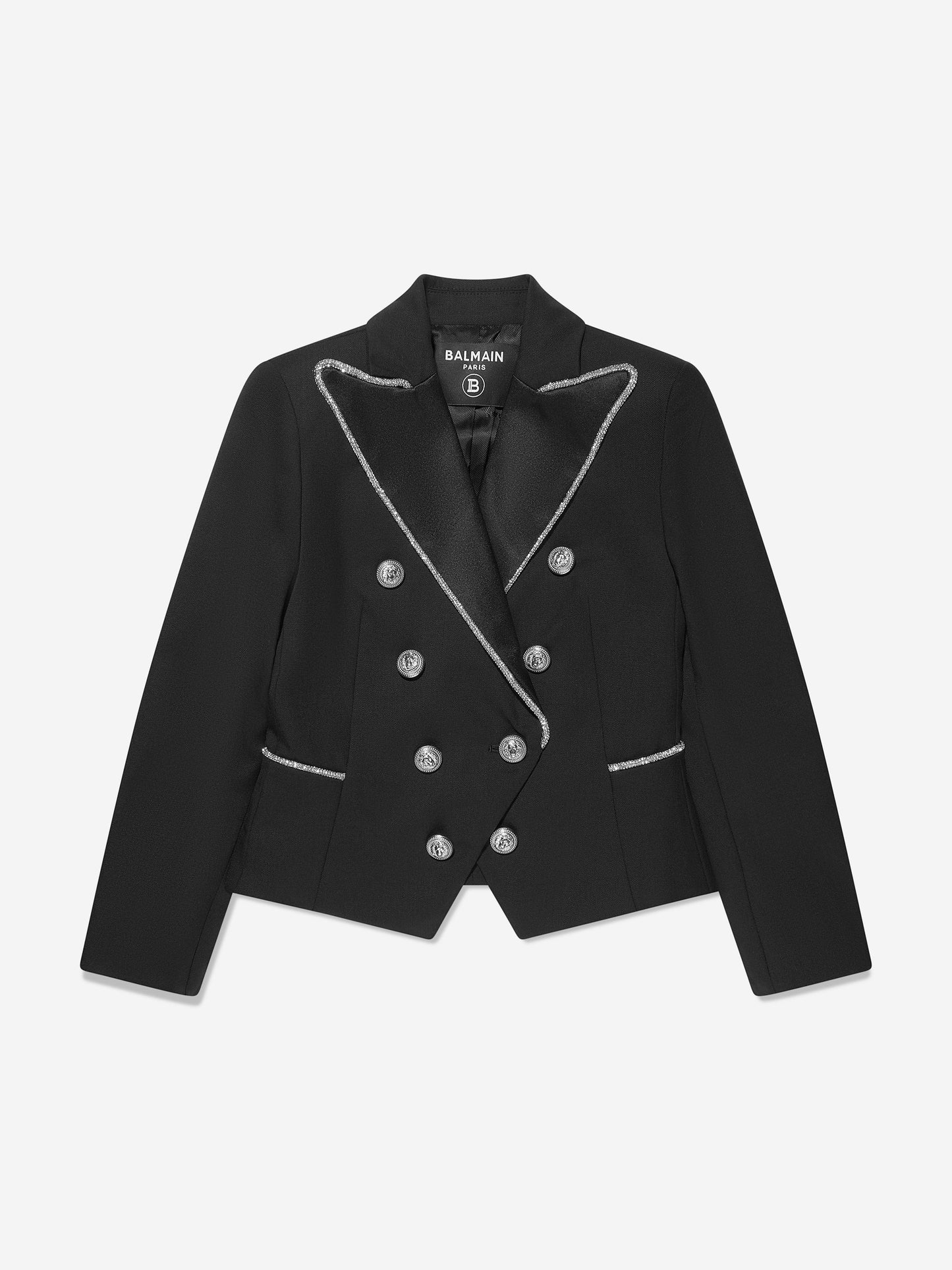 Balmain 女童黑色羊毛西装外套