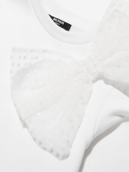 Balmain 女童白色蝴蝶结运动衫