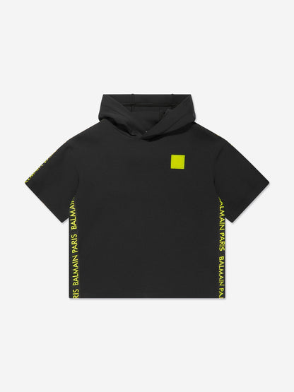 Balmain 男童短袖连帽衫（黑色）