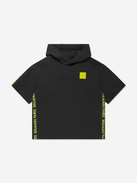 Balmain 男童短袖连帽衫（黑色）