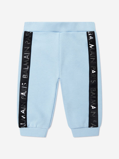 Balmain 男婴蓝色徽标慢跑裤
