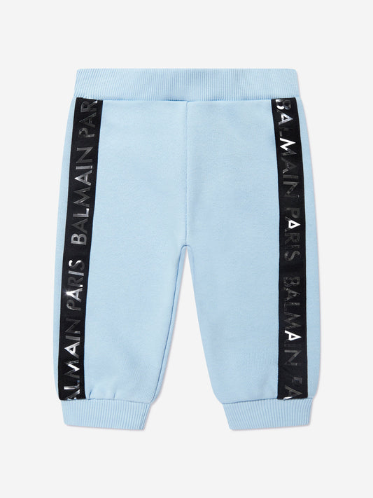 Balmain 男婴蓝色徽标慢跑裤