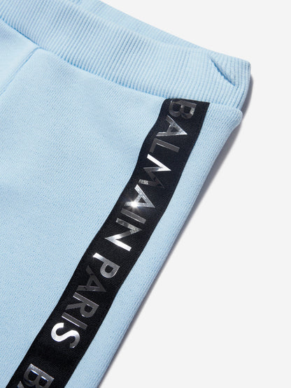 Balmain 男婴蓝色徽标慢跑裤