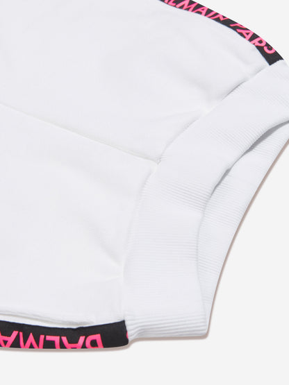 Balmain 女童白色徽标平纹短裤