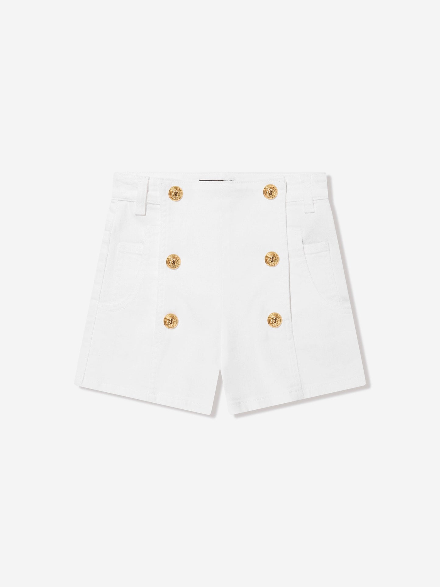 Balmain 女童白色前扣短裤