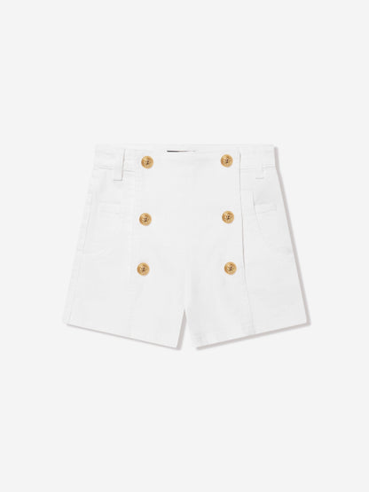 Balmain 女童白色前扣短裤