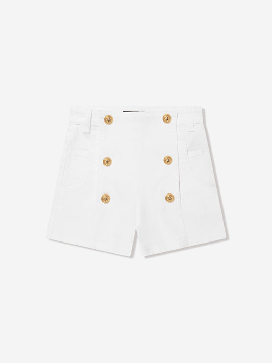 Balmain 女童白色前扣短裤