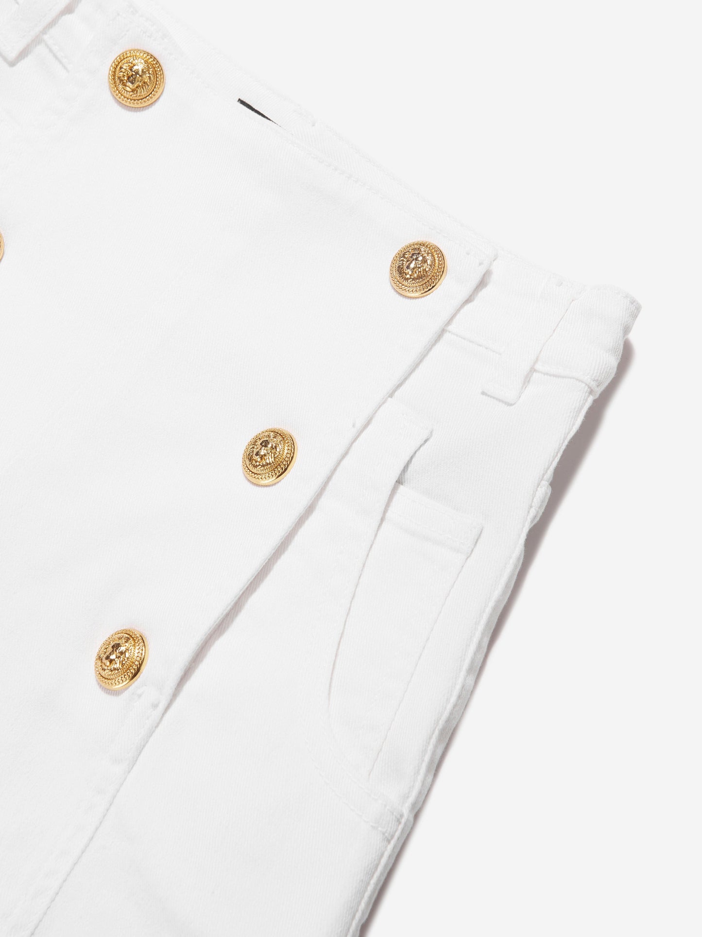 Balmain 女童白色前扣短裤
