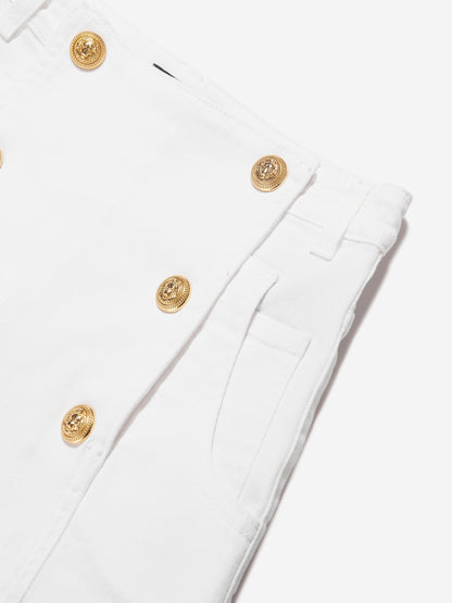 Balmain 女童白色前扣短裤
