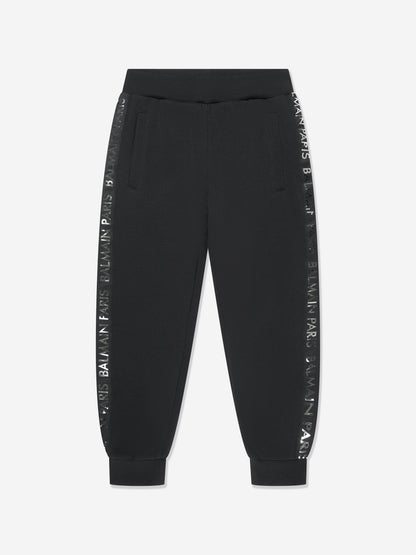 Balmain Boys 黑色徽标慢跑裤