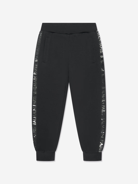 Balmain Boys 黑色徽标慢跑裤