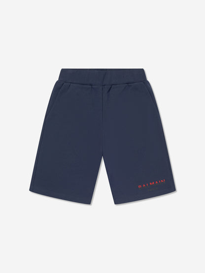 Balmain 男童蓝色徽标平纹短裤