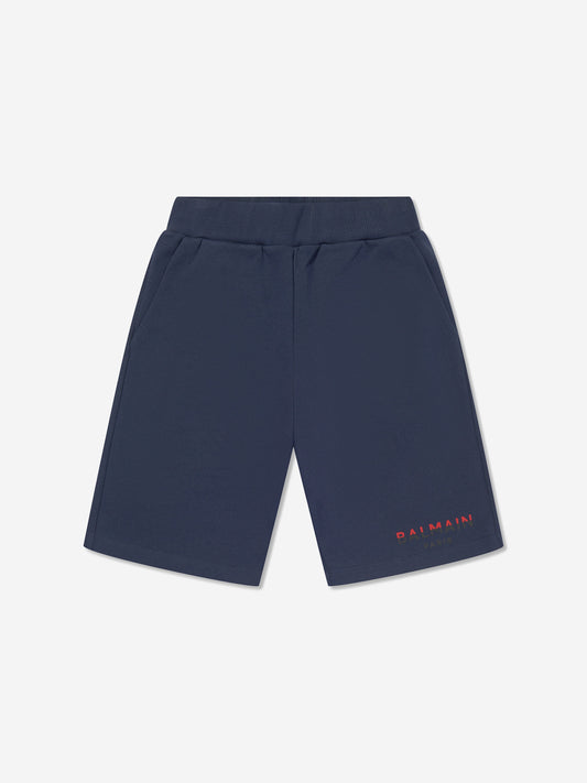 Balmain 男童蓝色徽标平纹短裤
