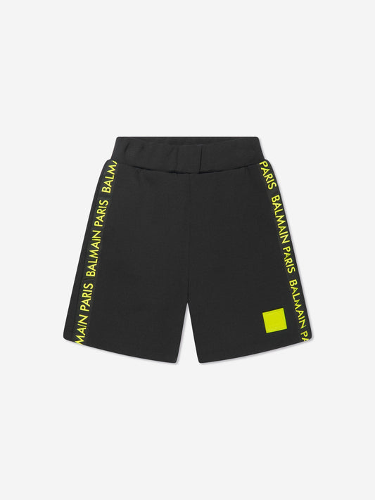 Balmain 男童黑色徽标平纹短裤