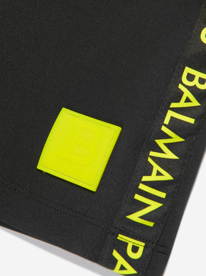 Balmain 男童黑色徽标平纹短裤