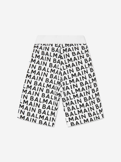 Balmain 男童黑色徽标平纹短裤